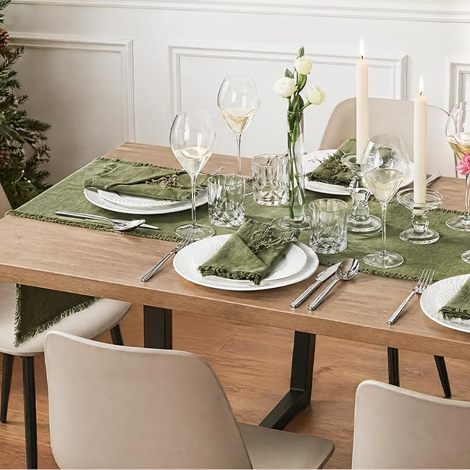 14 x 120 Inches Frayed Edge Table Runner, 270G Heavyweight Sand Washed Slub - Image 5
