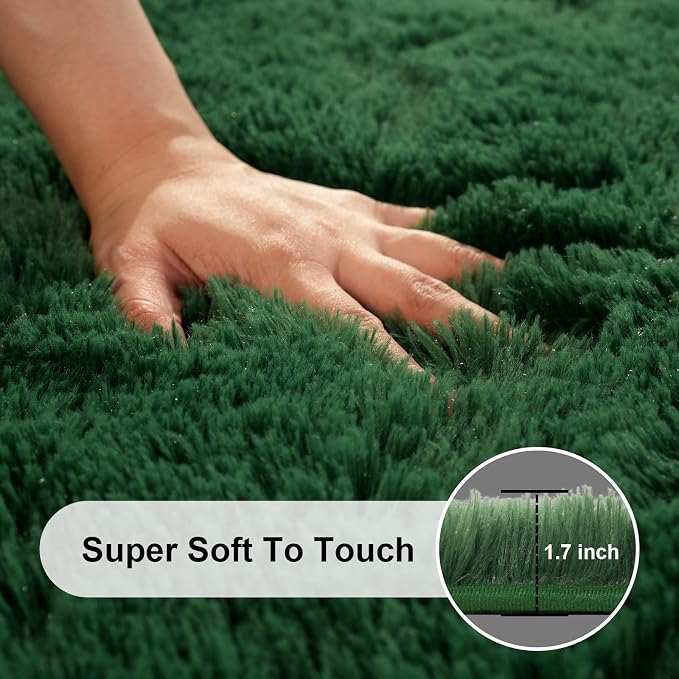 Dark Green Rugs for Bedroom, 4x6 Fluffy Area Rugs for Living Room, Small Fuzzy - Image 2