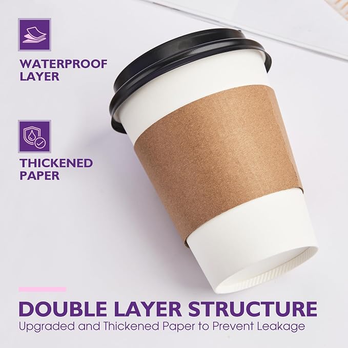 12 oz 100 Pack Disposable Coffee Cups - Image 6