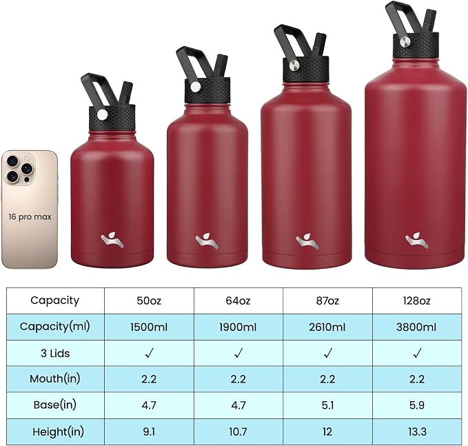 Konokyo 50 oz Insulated Stainless Steel Water Bottle Jug - Image 4