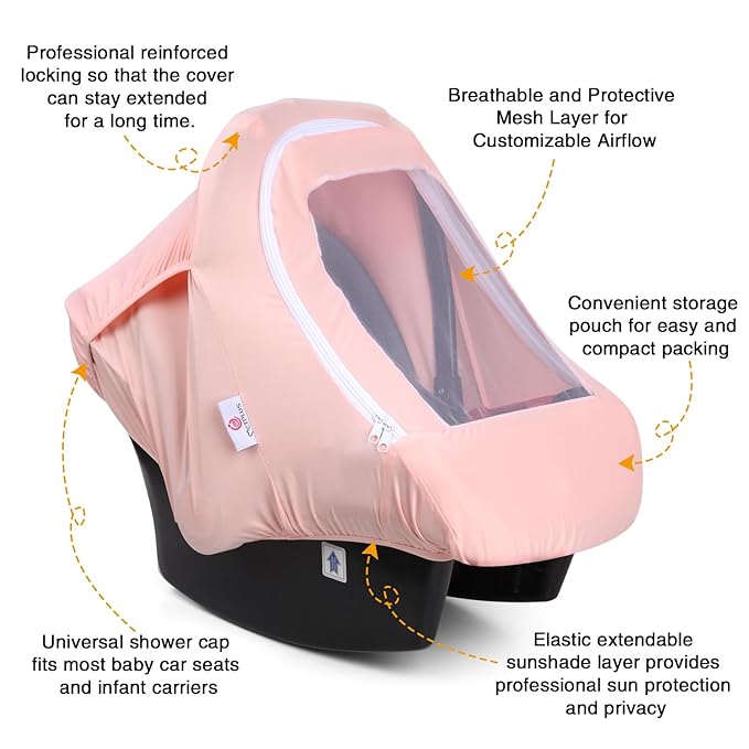 Metplus 2-in-1 Baby Car Seat Cover, Multi Use Cover for Baby Car Seat Canopy with Privacy Sun Shade, Protect Your Baby's Safety Seat with Style, Infant Carrier Covers for Boys & Girls