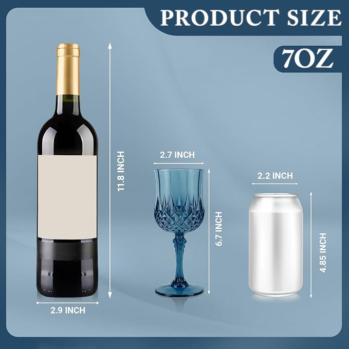 48Pack Plastic Wine Glasses, 7oz Vintage Goblets - Image 2
