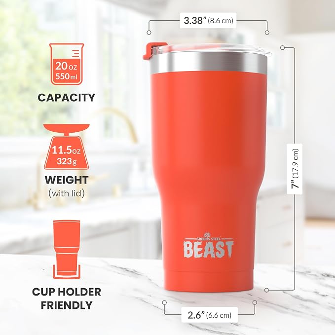 Beast 20 oz Tumbler Stainless Steel Vacuum Insulated Coffee Ice Cup Double Wall - Image 7