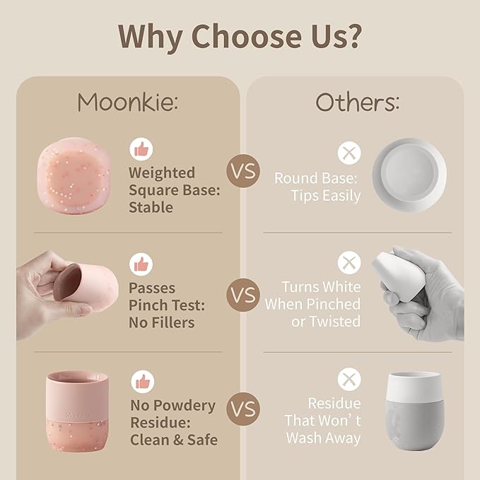 Moonkie Baby Training & Sippy Cup Set | 4 Months+ | Baby-Led Weaning Essential | Gift (Blush Cup Set, 2 Pack)