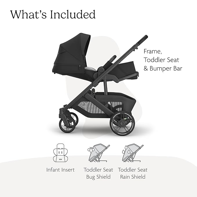 UPPAbaby Cruz V3 Stroller - from Birth + Car Seat Compatible - Full-Size, Reversible Seat - Infant Insert, Bug and Rain Shields Included - Jake (Charcoal/Carbon Frame/Black Leather)