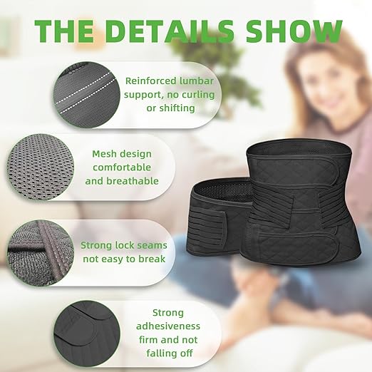 2 in 1 Postpartum Belly Band Wrap Black, C-Section Support Belt Medium, Post Partum Support Recovery Waist/Pelvis Belt, Hysterectomy Belly Band Binder Girdle Stomach