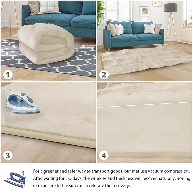 Baby Play Mat for Floor Tummy Time Nursery Rug Muscle Mat Area Playroom Rug Tatami 50 * 50" Memory Foam 1.3" Thick Crawling Mat For Babies,Toddlers, Infants, Kids(Beige)