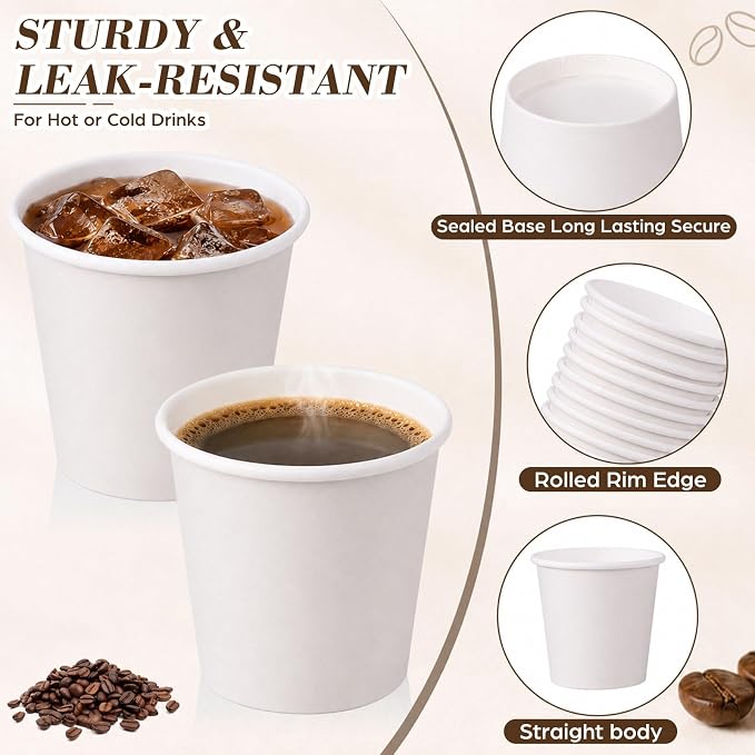 300 Pcs Mini Coffee Cups Brown Culture Cup 2oz Disposable Bathroom Cups Paper - Image 2
