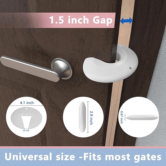 Door Pinch Guard and Door Slam Stopper, Durable Silicone Door Finger Pinch Guard, Prevents Finger Pinch Injuries, Slamming Doors, Door Safety for Kids, 2 Packs White Basic.