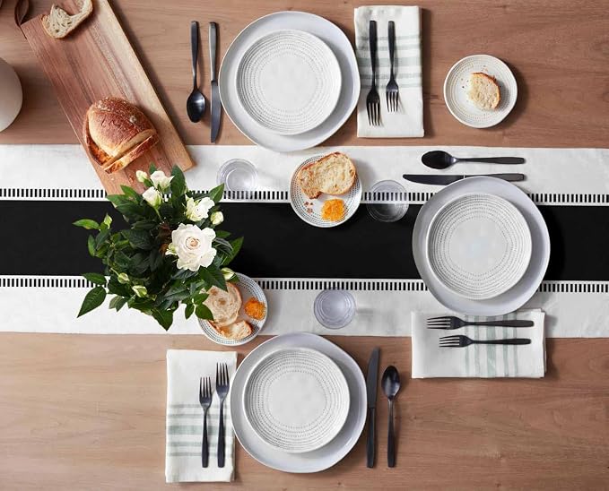 Black and White Table Runners 36 inches Long, Non Slip Stripes Modern Table - Image 3