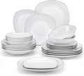 MALACASA Dinnerware Sets, 24 Piece Porcelain Square Dishes, Ceramic Dish Set by MALACASA