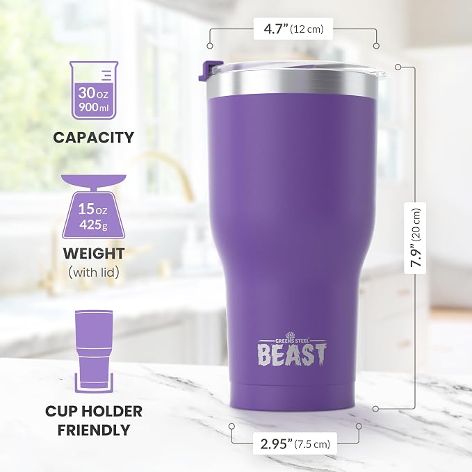 Beast 30 oz Tumbler Stainless Steel Vacuum Insulated Coffee Ice Cup Double Wall - Image 7