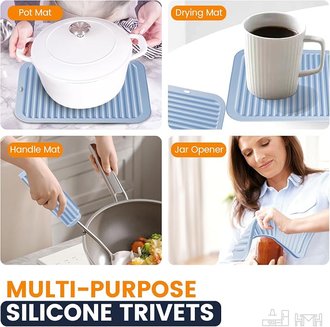 Silicone Trivet Mats 4 Heat Resistant Pot Holders Multipurpose Non-Slip Hot Pads - Image 3
