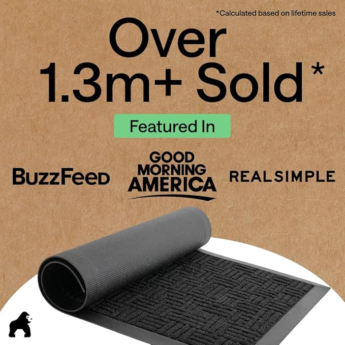 GORILLA GRIP 100% Waterproof All-Season WeatherMAX Doormat, US Designed Natural - Image 4