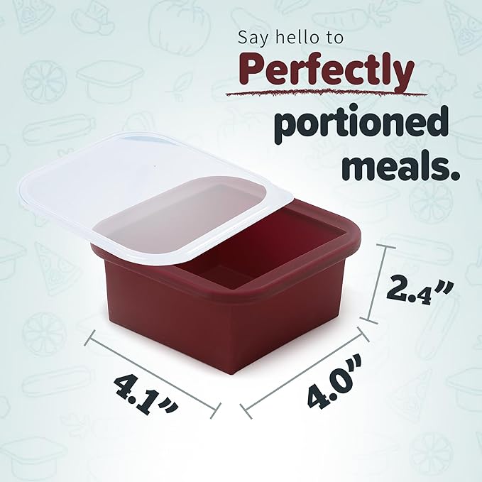 2-Cup Silicone Freezer Trays with Lids – Perfect for Meal Prep, Portion Control, and Easy Freezing-Meal Prep Container Molds for Soup,Leftovers (Cranberry, 2 Pack)