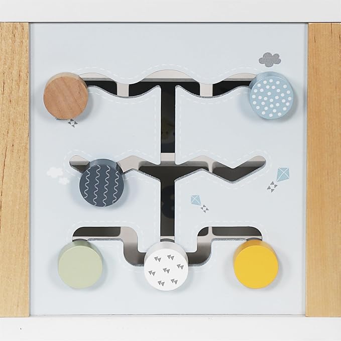 Wooden Activity Cube, 6-in-1 Montessori Toys for 1+ Year Old Boys & Girls, Educational Learning Toys for 1 2 3 Year Old Baby|Bead Maze|Shape Sorter|Mirror|Gear