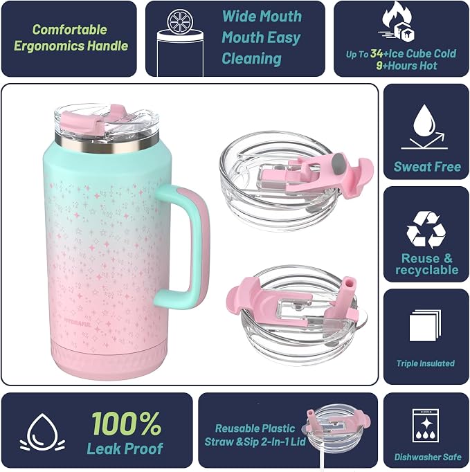 Hydraful 64 oz Tumbler with Handle and Straw - Image 3