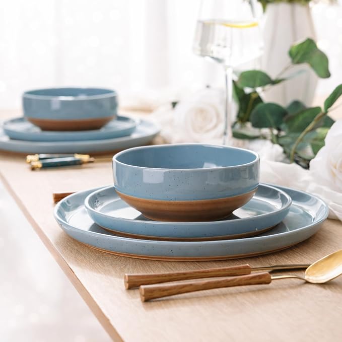 AmorArc Dinnerware Sets for 6, 18 Pieces Ceramic Plates and Bowls Set | Scratch - Image 6