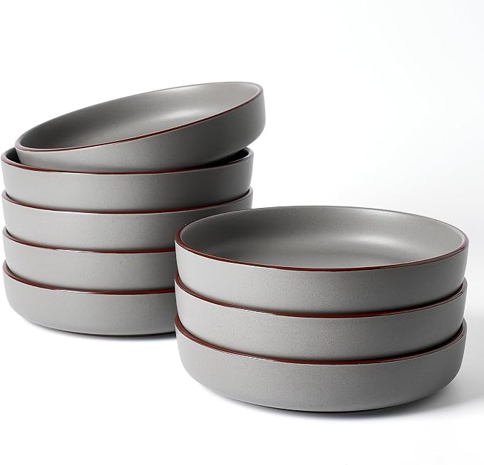 famiware Mercury Pasta Bowls Set of 8, 33 oz Large Salad Bowls, Dark Gray | by Famiware