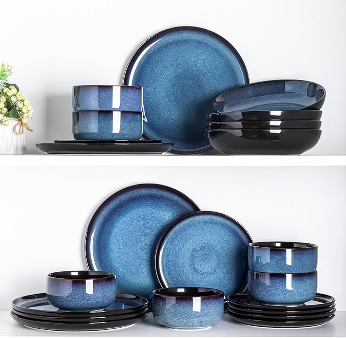 LERATIO Ceramic Plate Set of 6, 8.5 Inch Reactive Glaze Salad Plates | Modern - Image 8