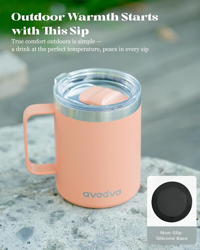12oz Insulated Coffee Mug with Lid – Includes Two Lids, Stainless Steel Coffee - Image 9