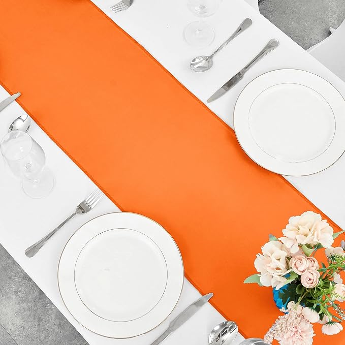 15-Pack Orange Satin Table Runner 12 x 108 Inch Long Fuchsia Bright and Smooth - Image 7