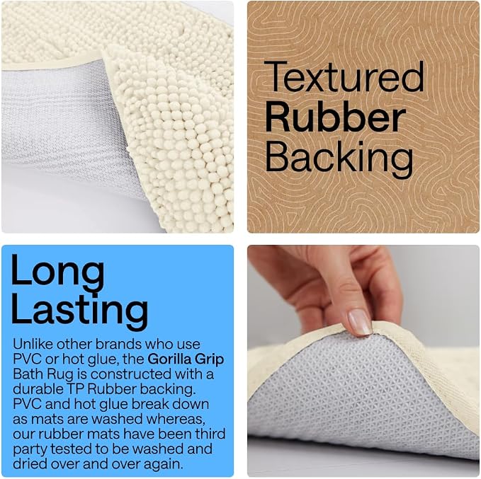 GORILLA GRIP Bath Rug Mat 30x20, Thick Soft Absorbent Chenille, Quick Dry - Image 3