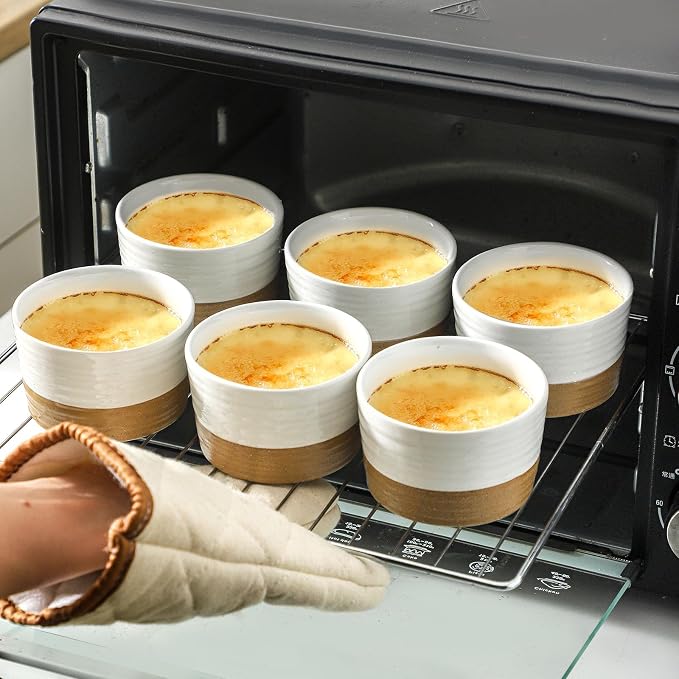 Ramekins 8 OZ for Creme Brulee Oven Safe, Ceramic Souffle Cups Set of 6 - Image 3
