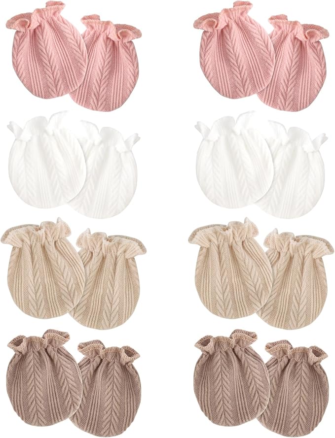 BQUBO Newborn Infant Toddler Mittens No Scratch Cotton Elastic Wrist Gloves Hypoallergenic for 0-6 Months Baby Boys Girls