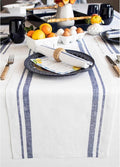 Solino Home 100% Pure Linen Table Runner, 14 x 156 in, French Stripe | Table by SolinoHome