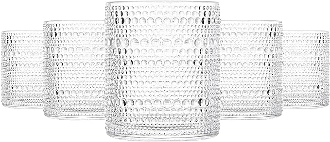 cosnou Glassware Set of 6, 13 OZ/390ml Hobnail Kitchen Glassware, Embossed by cosnou