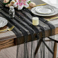 Artoid Mode 3PCS Pearl Black Gauze Table Runner 120 Inch 10FT, Seasonal Sheer by ArtoidMode