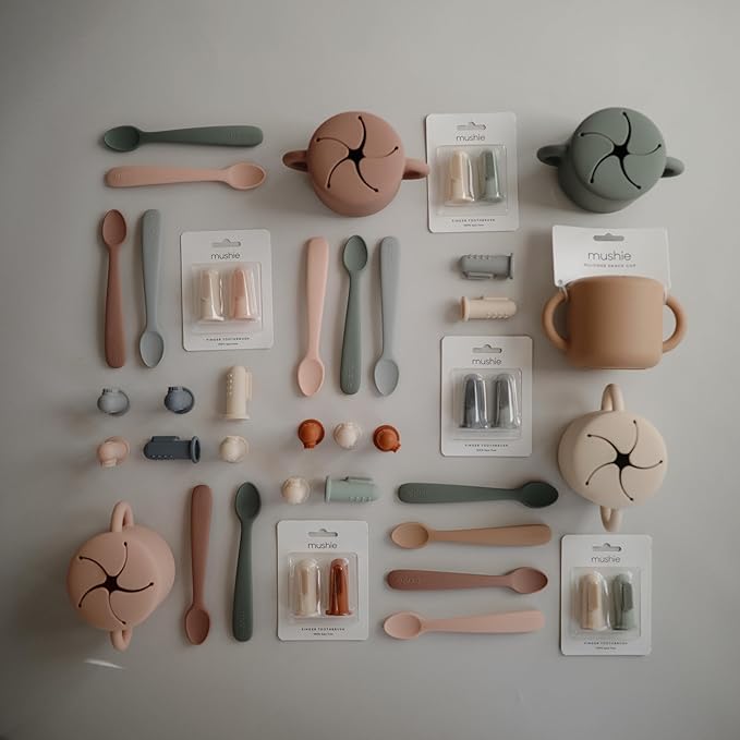 mushie Silicone Snack Cup | Spill Proof Food Container for Toddler and Baby (Natural)