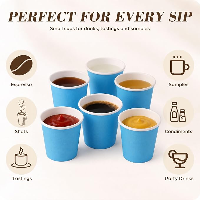 100 Pcs Mini Coffee Cups Brown Culture Cup 2oz Disposable Bathroom Cups Paper - Image 5
