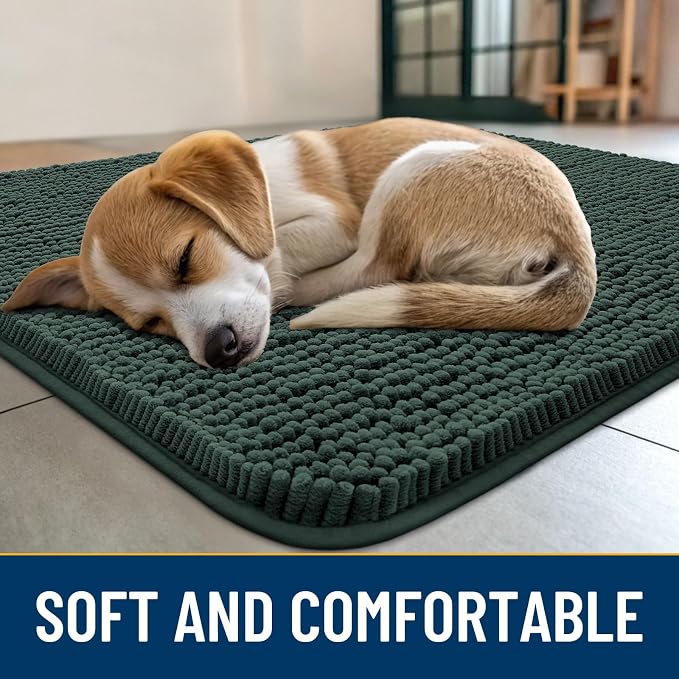 Smiry Dog Door Mat for Muddy Paws 59x35, Absorbent Dirt Trapper, Non-Slip - Image 2