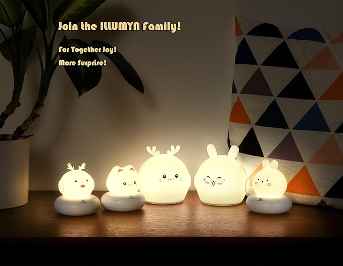 Night Light Kids, Cute Soft Glow Protect Eyes Kitten Night Light Lamp with 30mins Timer Rechargeable Nightlight for Kids Children Women Girls Toddler Bedroom Bedside Livingroom