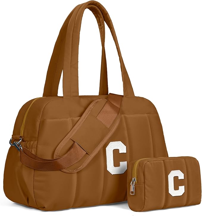 Duffle Bag with Letter, Carry On Bags for Women，Overnight Bag with Wet Pocket，Lightweight Travel Bags Personalized Gym Tote with Makeup Pouch-Daughter Birthday Gift