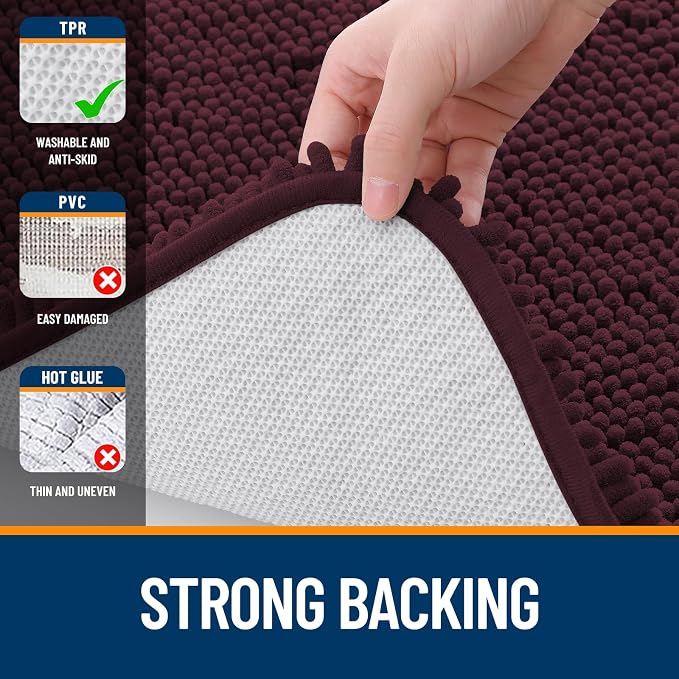 OLANLY Large Bathroom Rugs 59x35, Extra Soft Absorbent Chenille Bath Rugs - Image 6