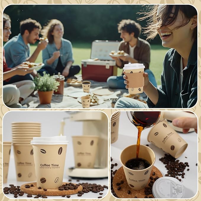 25 Pack 12 oz Disposable Cups Paper Coffee Cups - Image 5