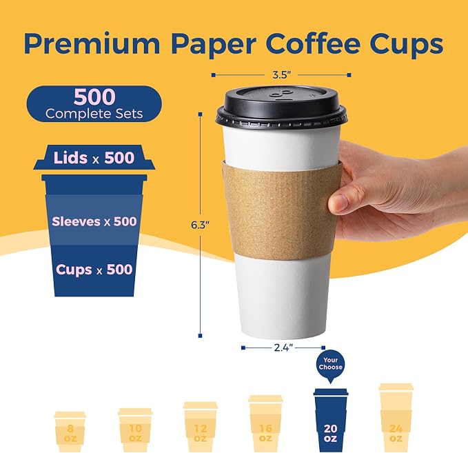 Fit Meal Prep 500 Pack 20 oz Disposable Coffee Cups - Image 2