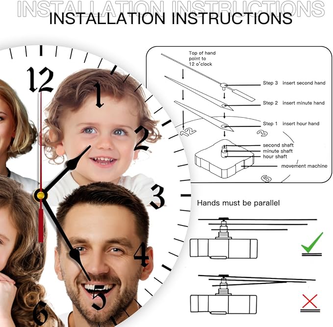 Generic Custom Wall Clock Personalized Clocks with Photo Text Logo Customize Gifts for Kitchen Bathroom Home Family Friends Gifts, 10inch-25cm