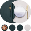 Myir JUN 15 Inches Round Placemats Set of 4 Faux Leather Place Mats | by MyirJUN