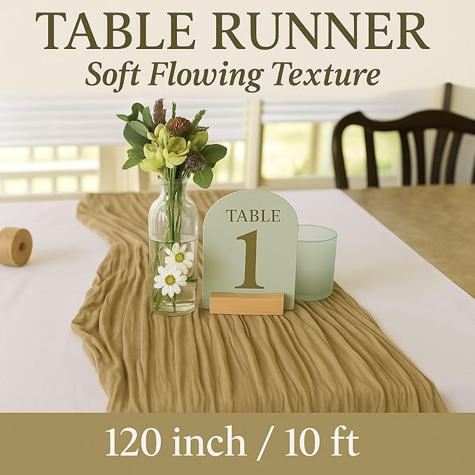 10FT Brown Cheesecloth Table Runner 120 Inch Rustic Boho Gauze Cheese Cloth - Image 2