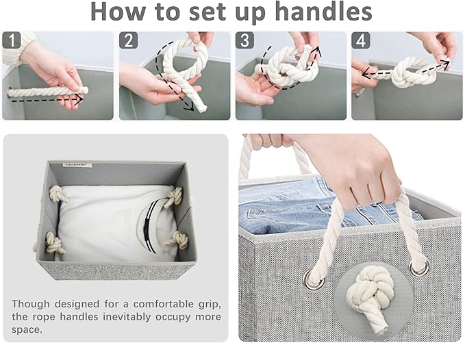 StorageWorks Storage Baskets for Shelves, Foldable Fabric Closet Storage Bins with Handles, Fabric Storage Bins Clothes Organizer, Gray, 3-Pack, Small