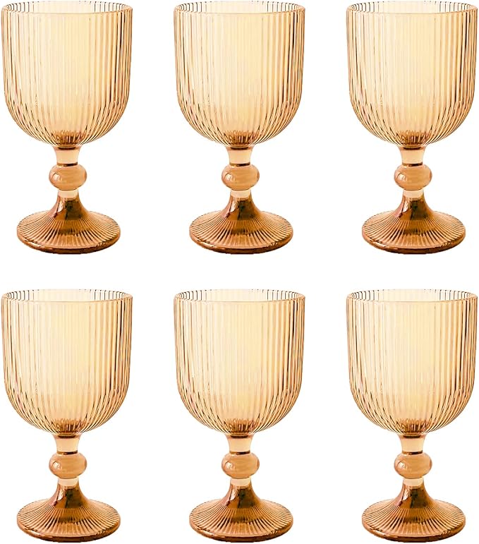 Vintage Wine Glasses Set of 6, 11 Ounces Colored Glass Water Goblets, Colorful - Image 5