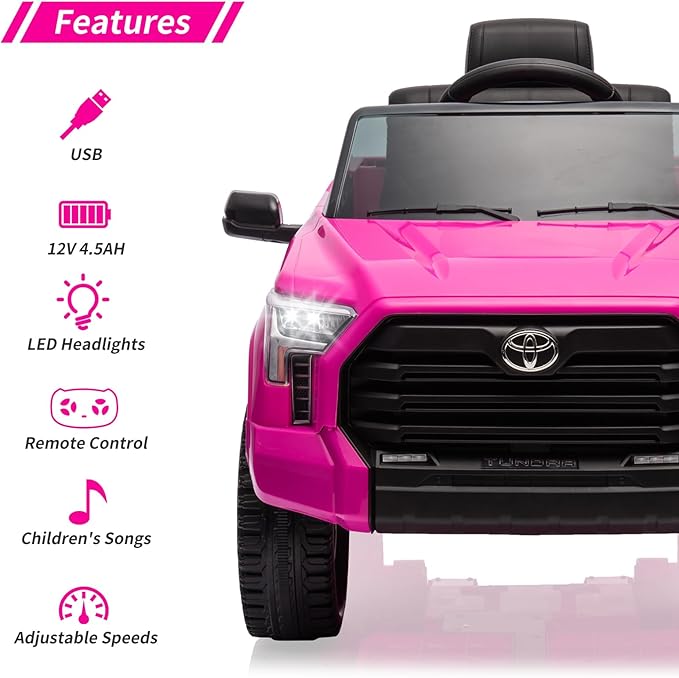 Electric Car for Kids, Licensed Toyota Tundra 12V Electric Truck, Off-Road Kids Car w/Remote, Spring Suspension & 3 Speeds, LED Headlights, Ride-On Toys for Boys/Girls