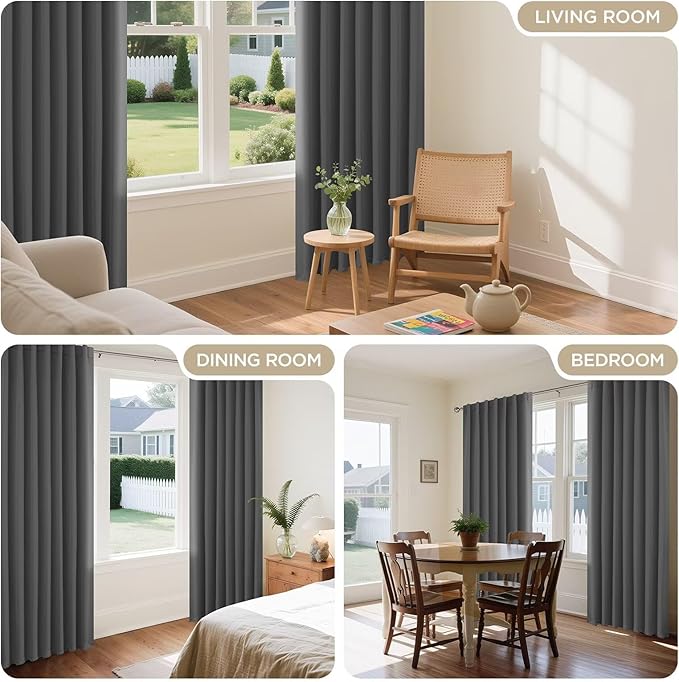 Joydeco Blackout Curtains 84 Inch Length 2 Panels Set, Thermal Insulated Black Out Curtains for Bedroom, Room Darkening Drapes for Living Room Window (W52 x L84 Inch, Light Grey)