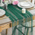 Artoid Mode Pearl Dark Green Gauze Table Runner 59x120 Inch, Seasonal Sheer by ArtoidMode