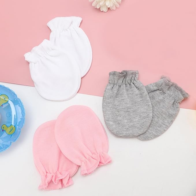 BQUBO Newborn Infant Toddler Mittens No Scratch Cotton Elastic Wrist Gloves Hypoallergenic for 0-6 Months Baby Boys Girls