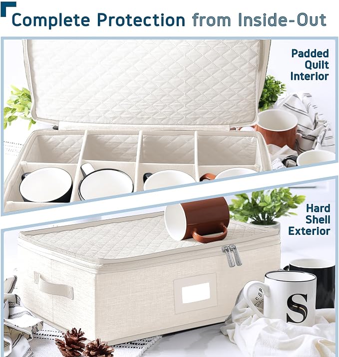 Hearth & Harbor Coffee Mug Storage, Quilted and Stackable Coffee Cup Storage - Image 5